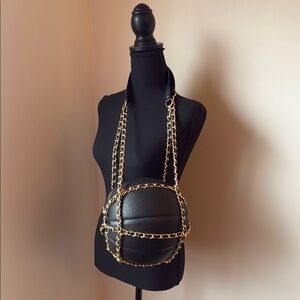 Black and Gold Chain Crossbody Bag